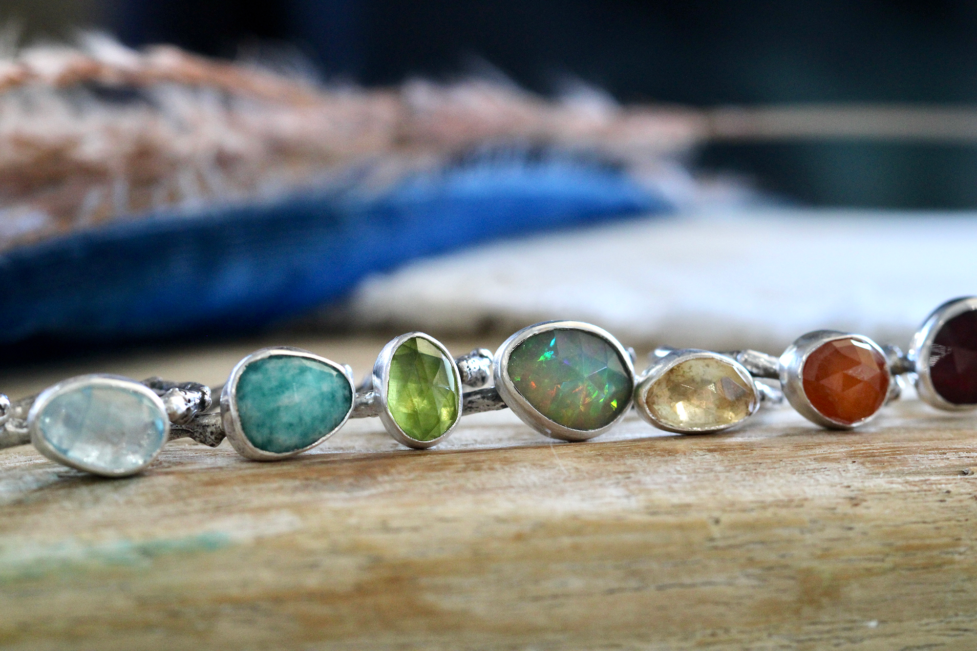 Silver gemstone statement rings