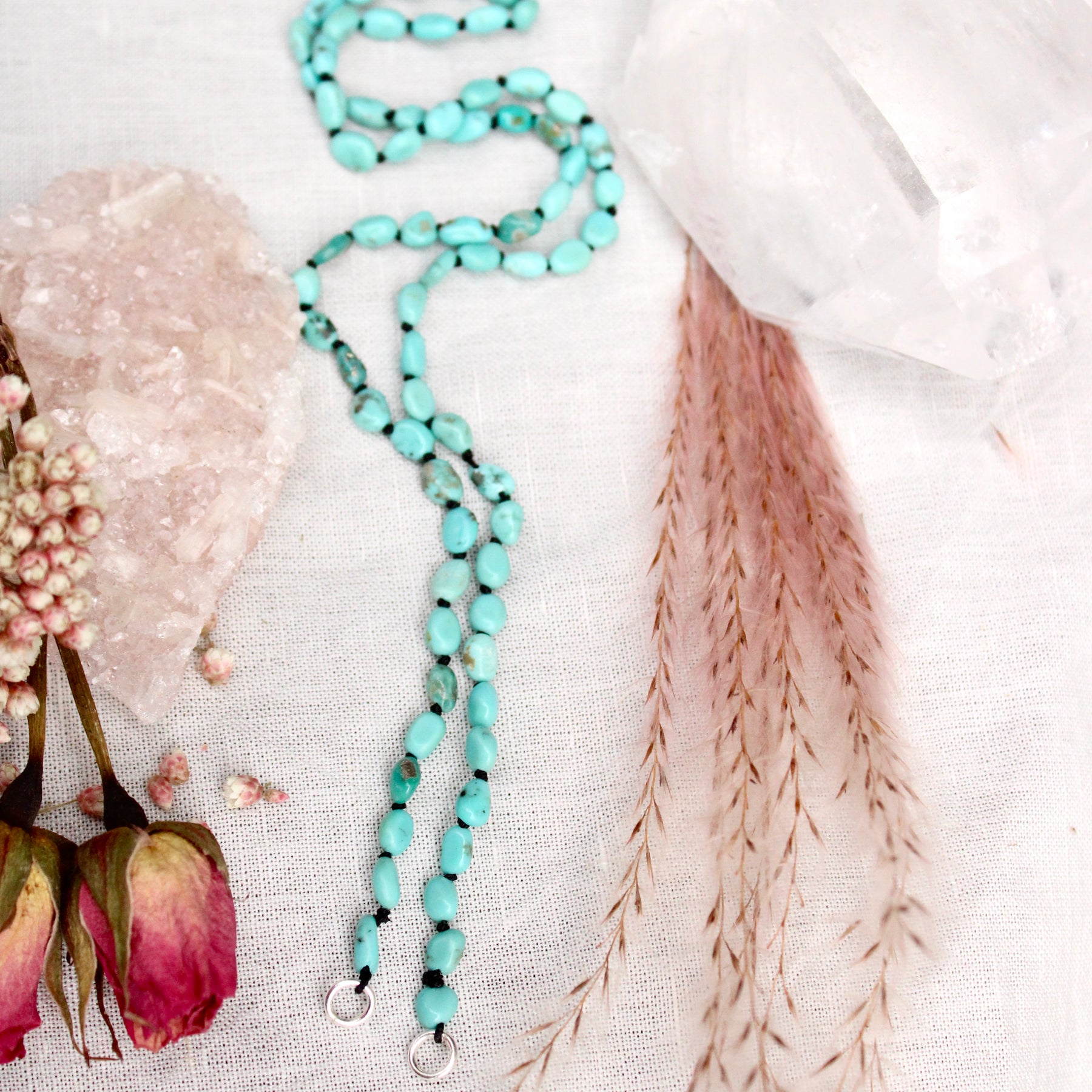 Turquoise Hand Knotted silk necklace