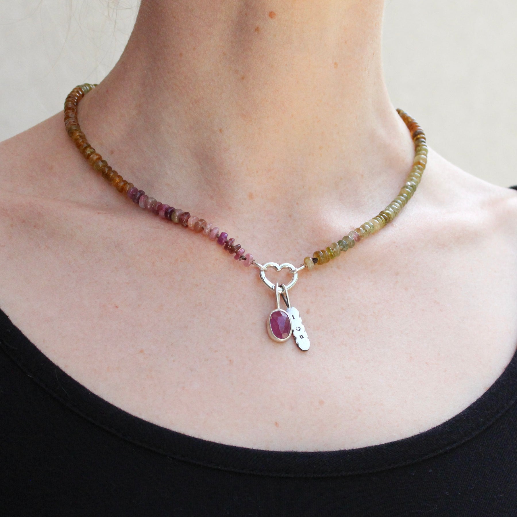 Multi Color Tourmaline Hand Knotted silk necklace