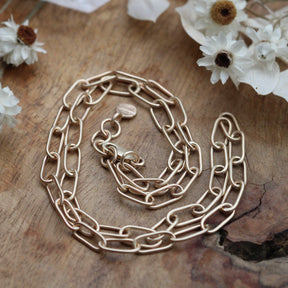 14k gold handmade paper clip chain