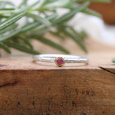 mixed metal gold and sterling silver Ruby stacking ring