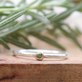 mixed metal gold and sterling silver Green Diamond stacking ring