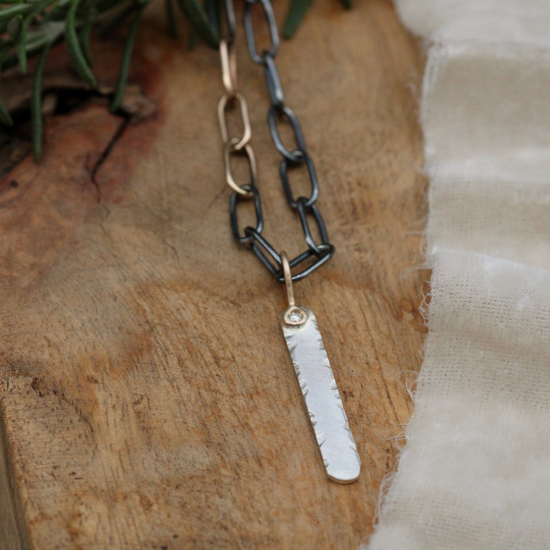 Sterling silver and 14k gold and Diamond personalized charm 25th Anniversary Collection