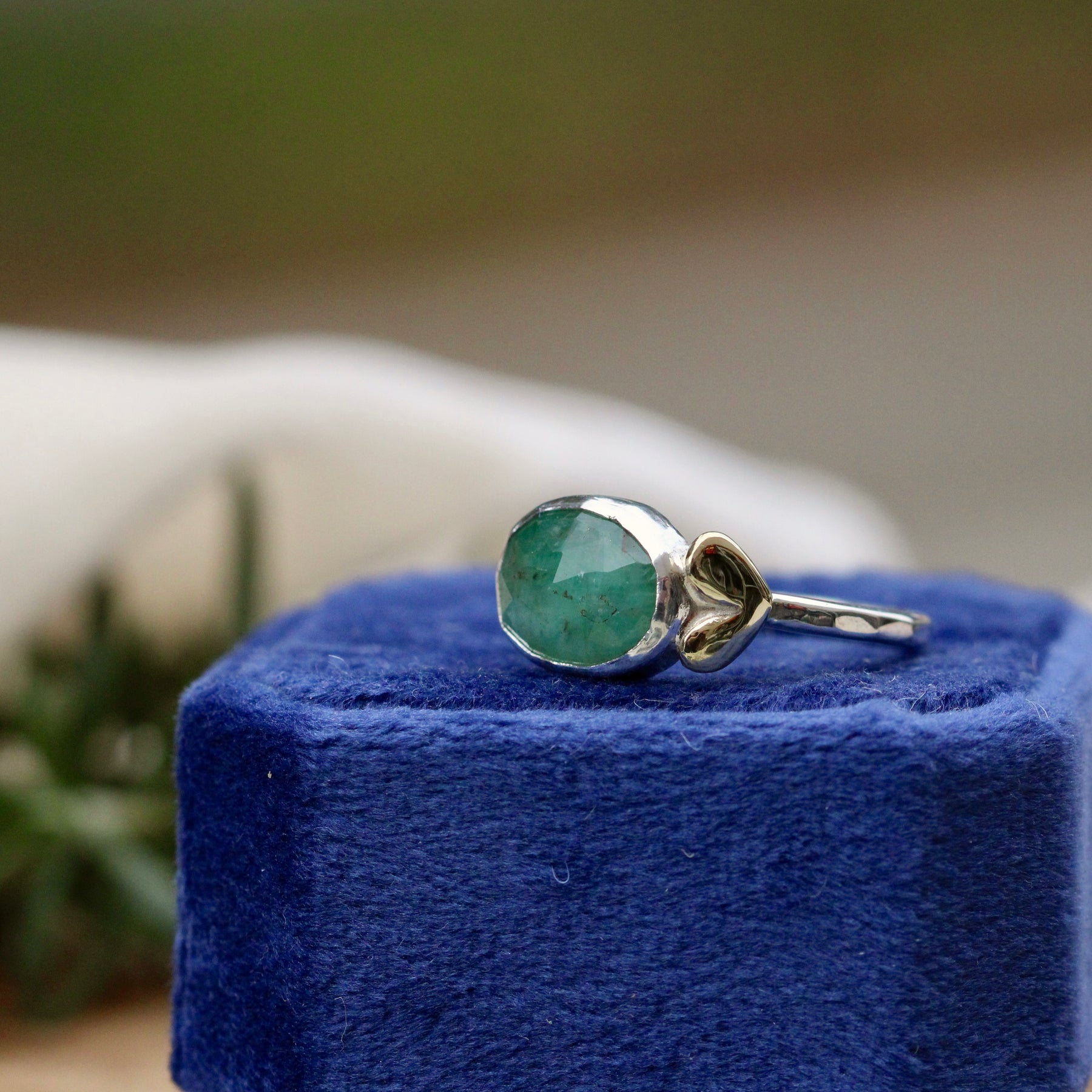 Sacred Love emerald gemstone sterling silver ring