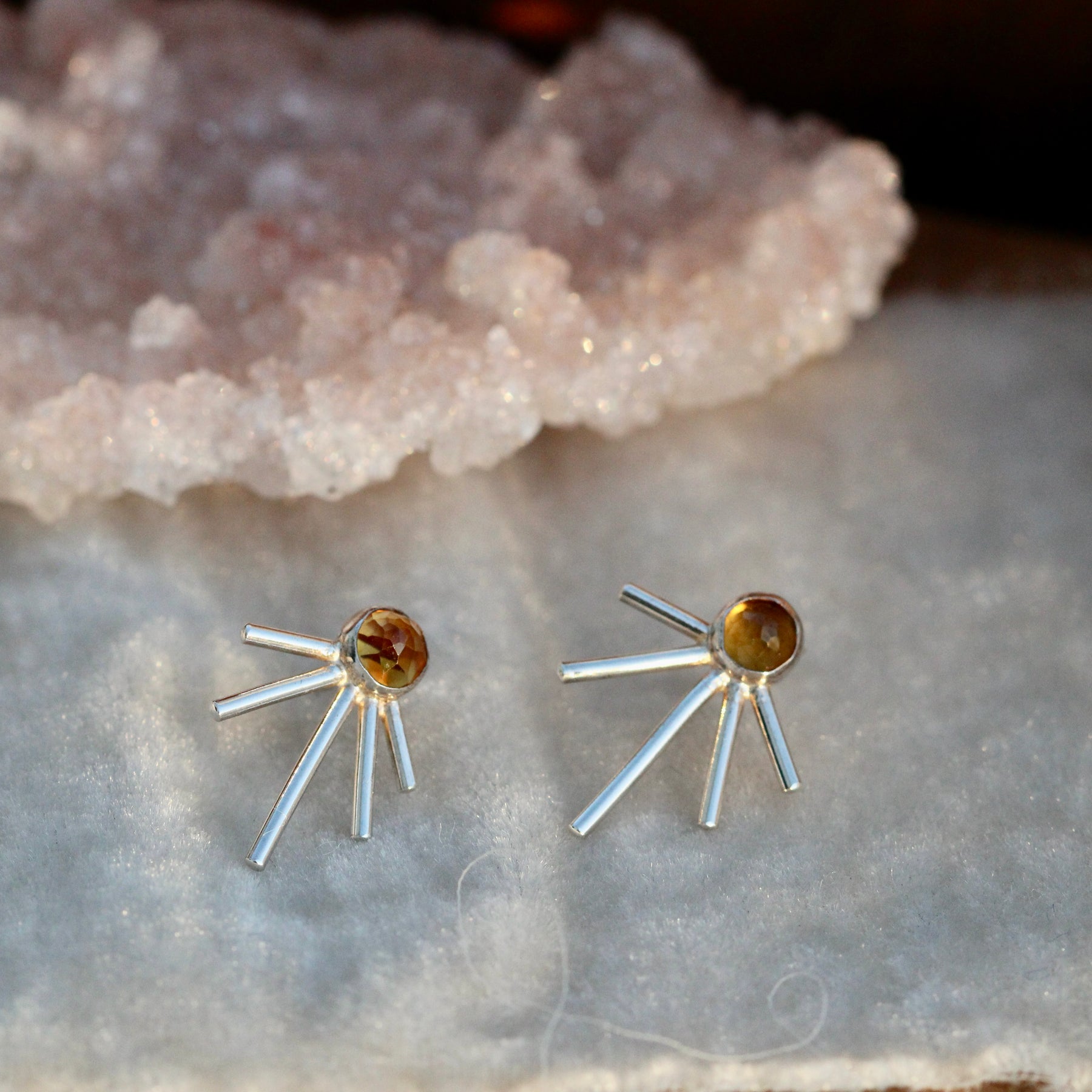 Starburst earrings citrine and sterling silver