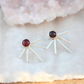 Starburst earrings Garnet and sterling silver
