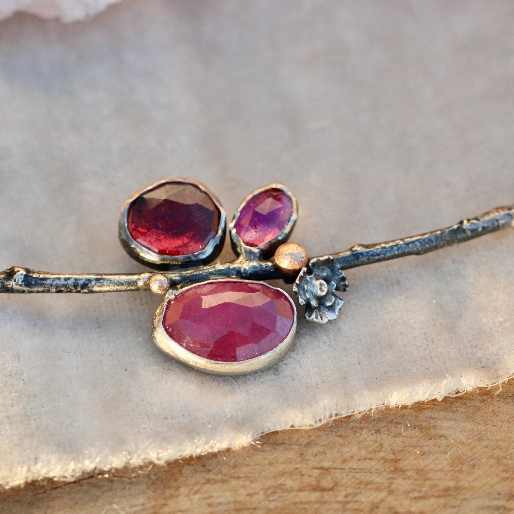 Poppy and Twig Sapphire, Garnet And Tourmaline Silver Necklace