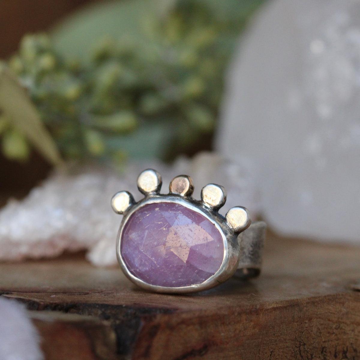 LOVE NOTES Ruby Crown ring Sterling Silver with 14k accent