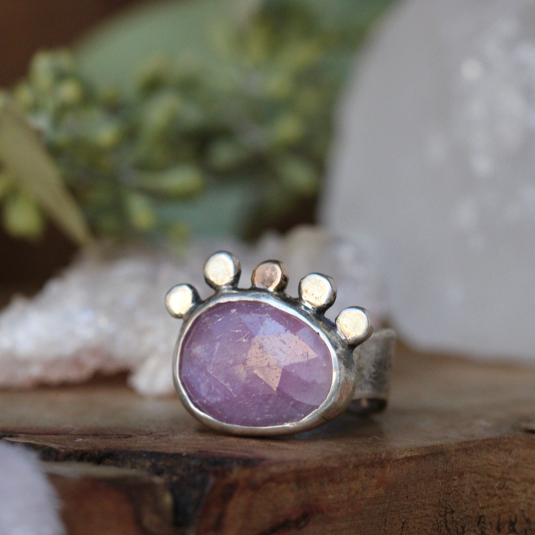 LOVE NOTES Ruby Crown ring Sterling Silver with 14k accent