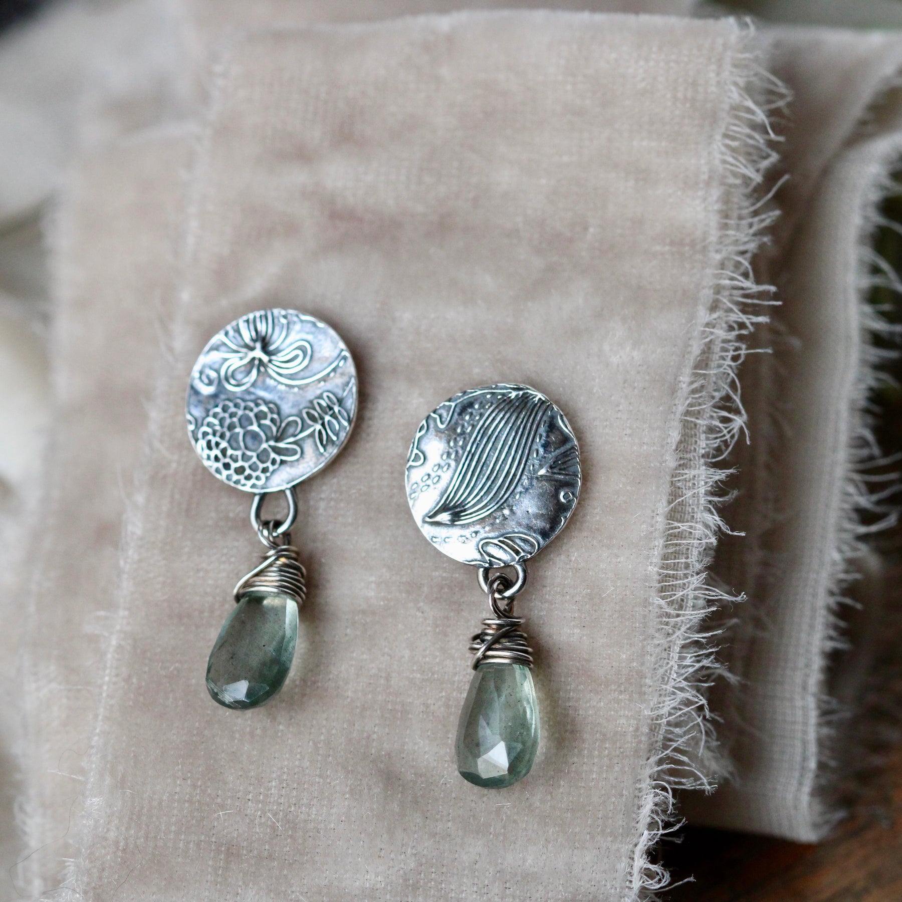 Aquamarine gemstone and silver Midnight Garden Earrings
