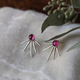 Starburst earrings Ruby and sterling silver