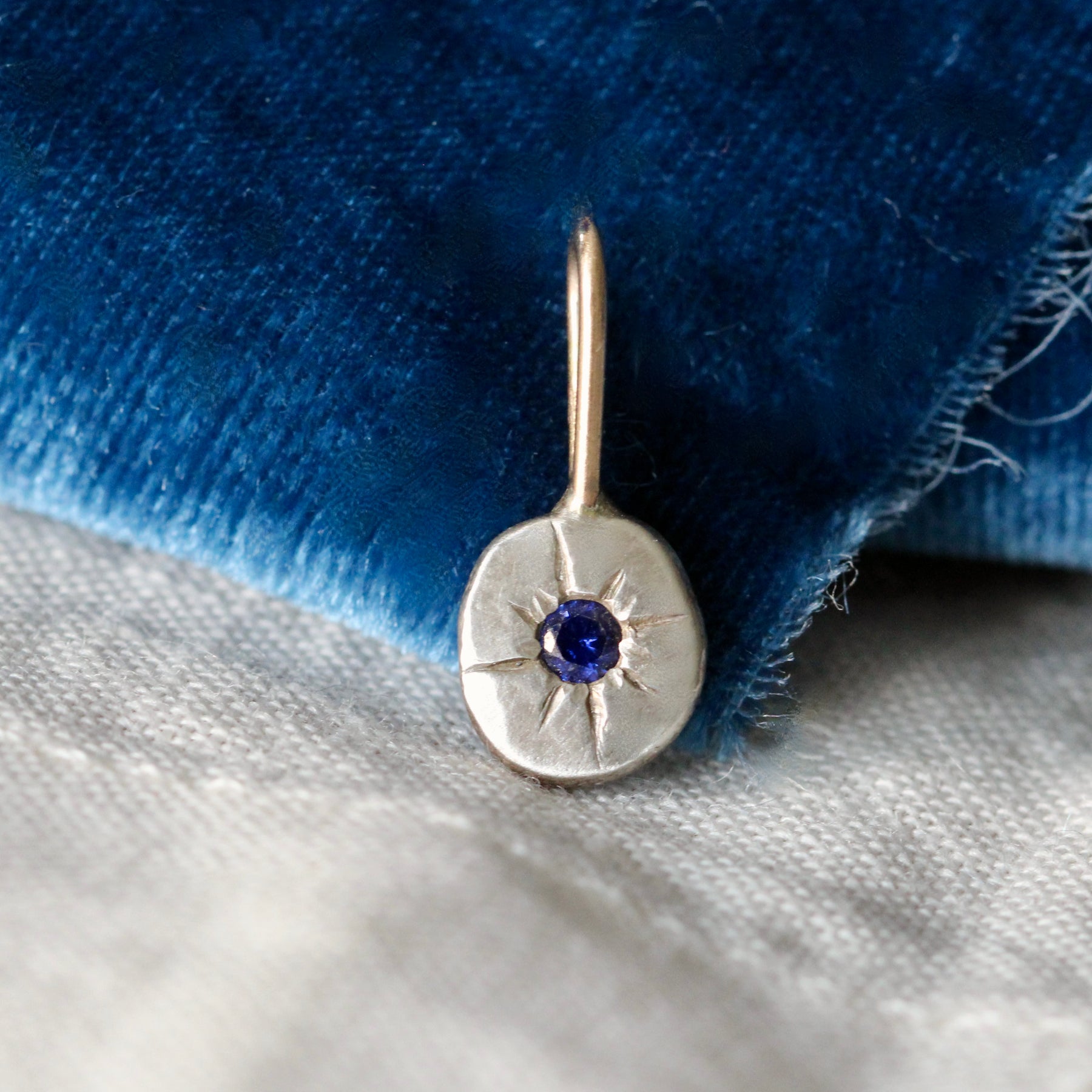 hand engraved star Birthstone charm sterling silver