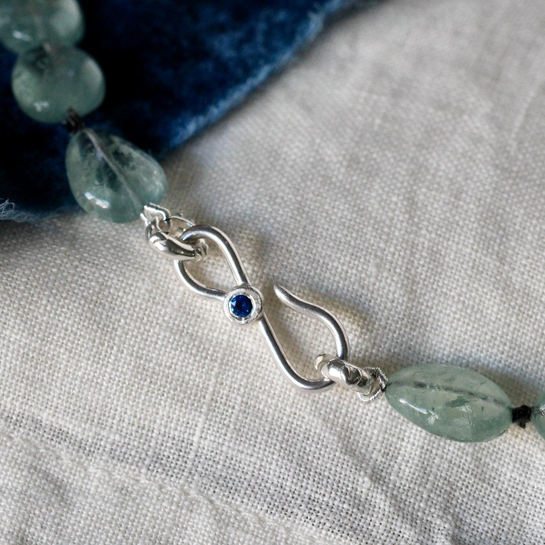 Exquisite Aquamarine knotted silk Necklace – Mermaid’s Treasure