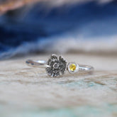 Poppy Birthstone Sterling Silver Ring