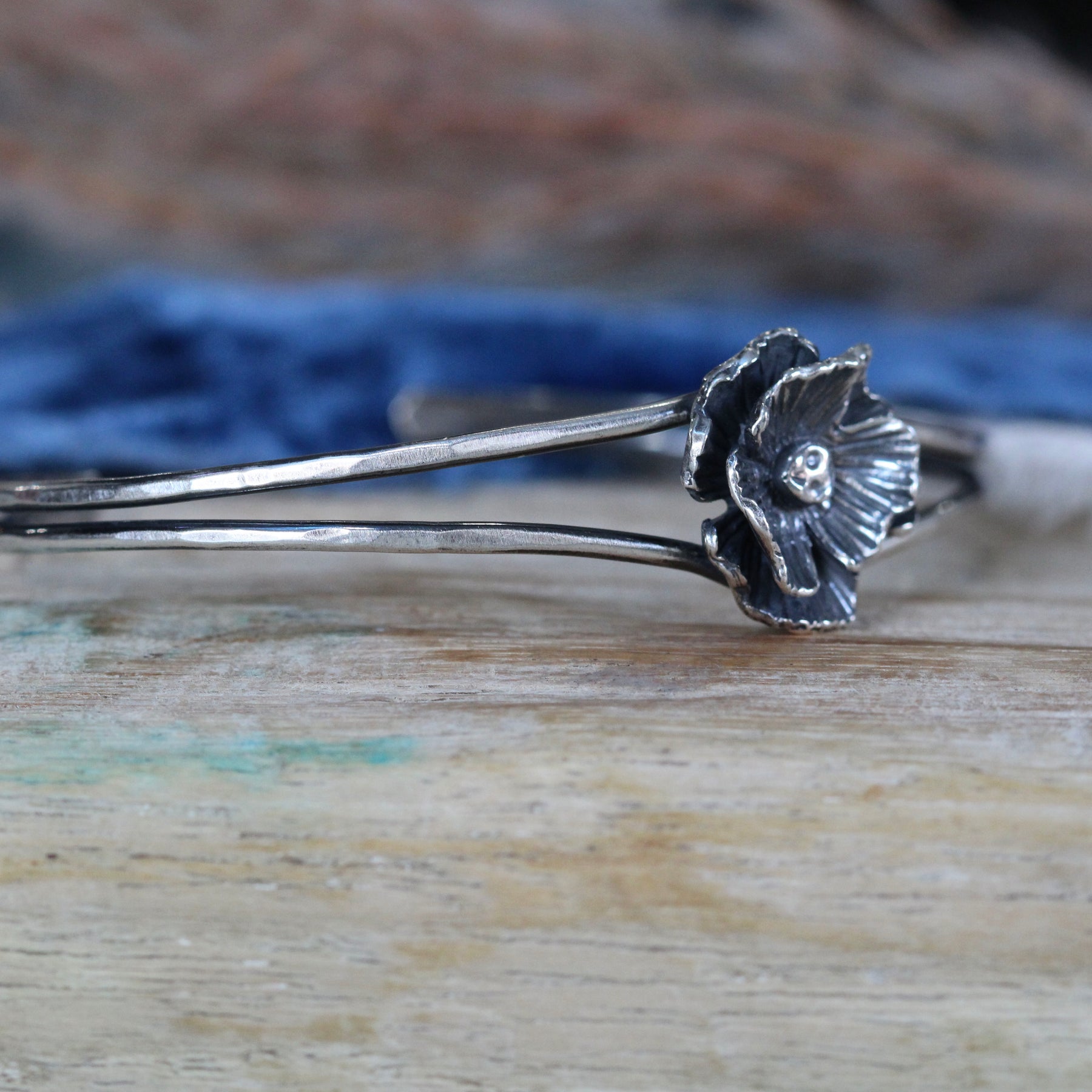 Sterling silver Poppy Cuff Bracelet