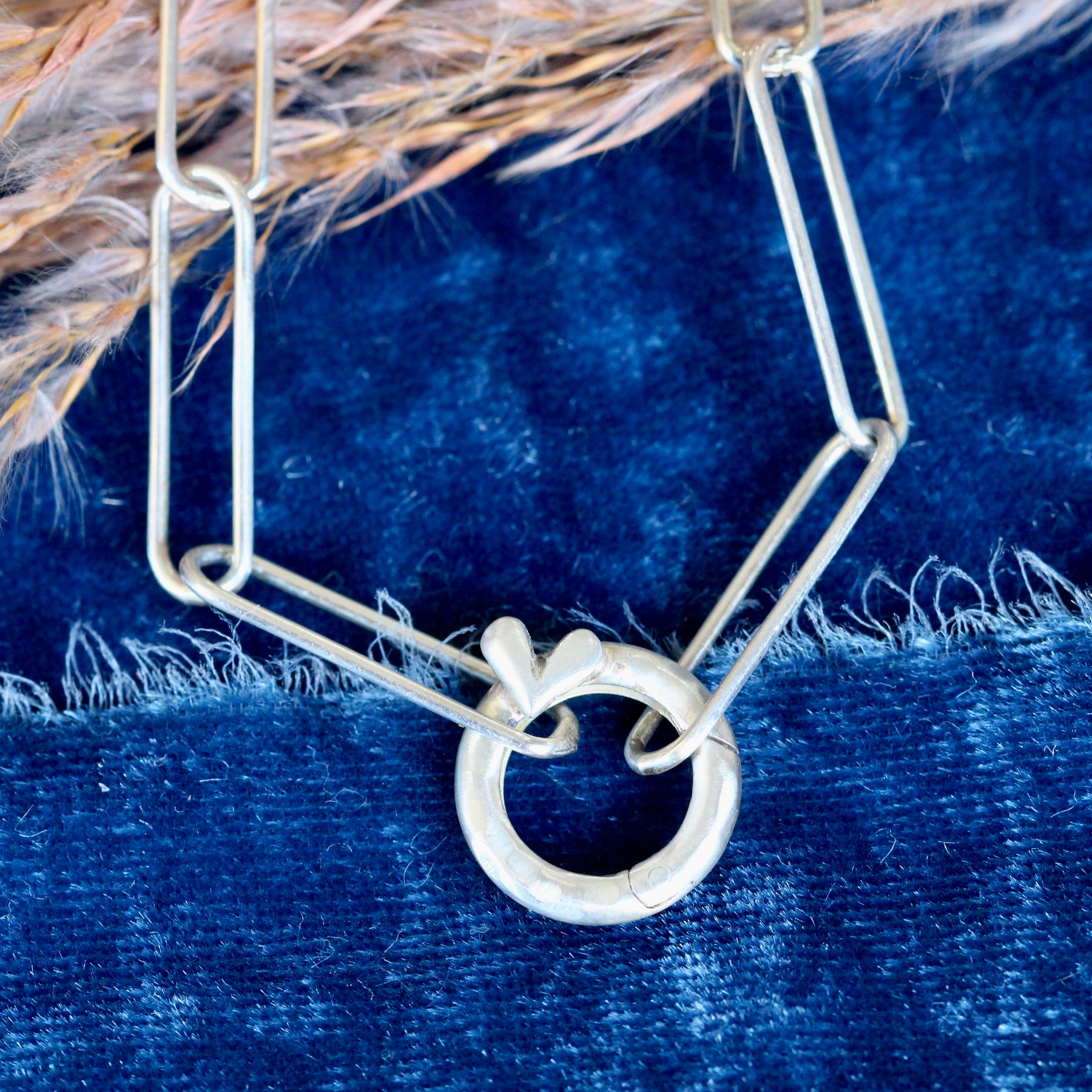 Exclusive Front-Wearing Sterling Silver Push Clasp with Hand-Sculpted Heart