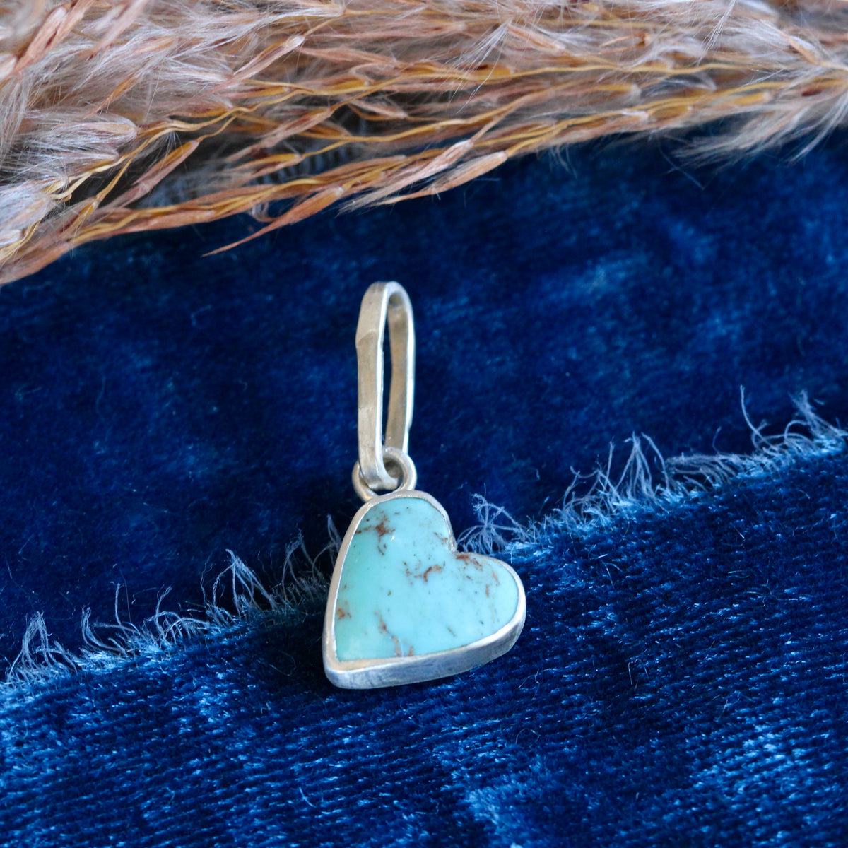 Natural Turquoise Heart sterling silver charm for Storyteller Collection
