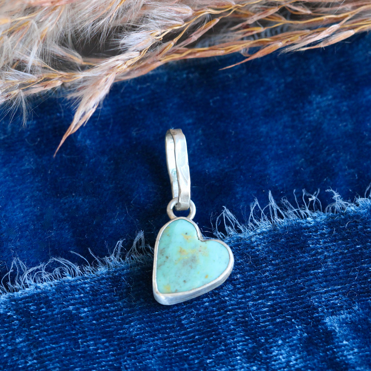 Natural Turquoise Heart sterling silver charm for Storyteller Collection