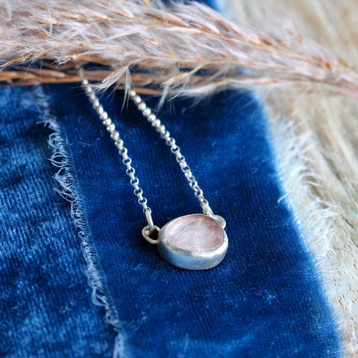 Sterling silver with rose cut morganite necklace