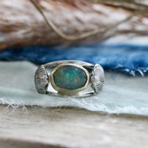 14k gold and sterling silver opal ring