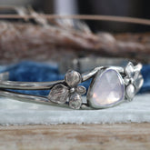 Hydrangea and Lilac Quartz Sterling silver Cuff Bracelet