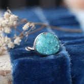 Whitewater Turquoise Ring with Handcrafted Sterling Silver Woven Band