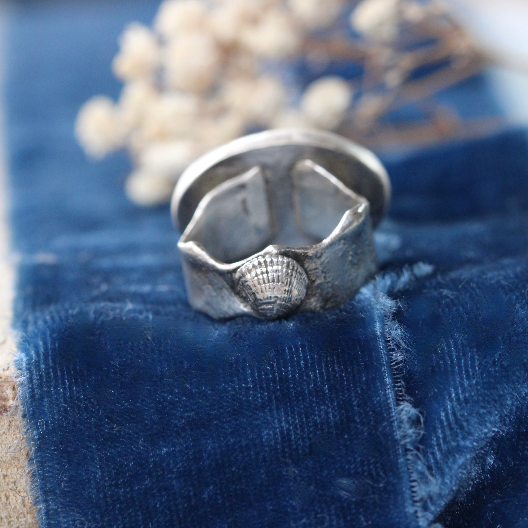 Campitos Turquoise Ring with Handcrafted Reticulated Sterling Silver with hand cast Shell
