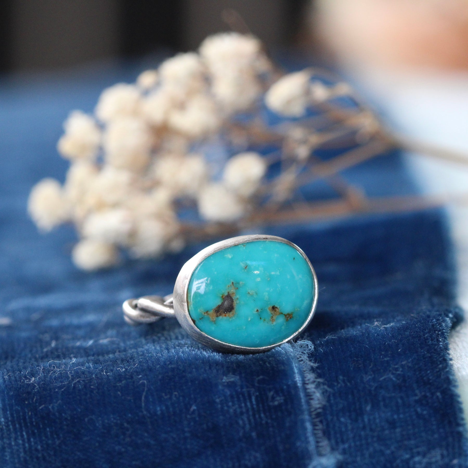 Kingman Turquoise Ring with Handcrafted Sterling Silver Woven Band
