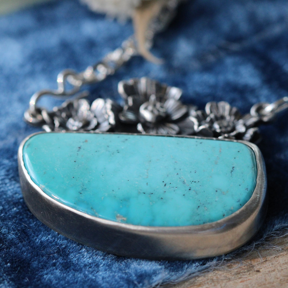 Morenci Turquoise and Sterling silver poppy Pendant Interchangeable Collection