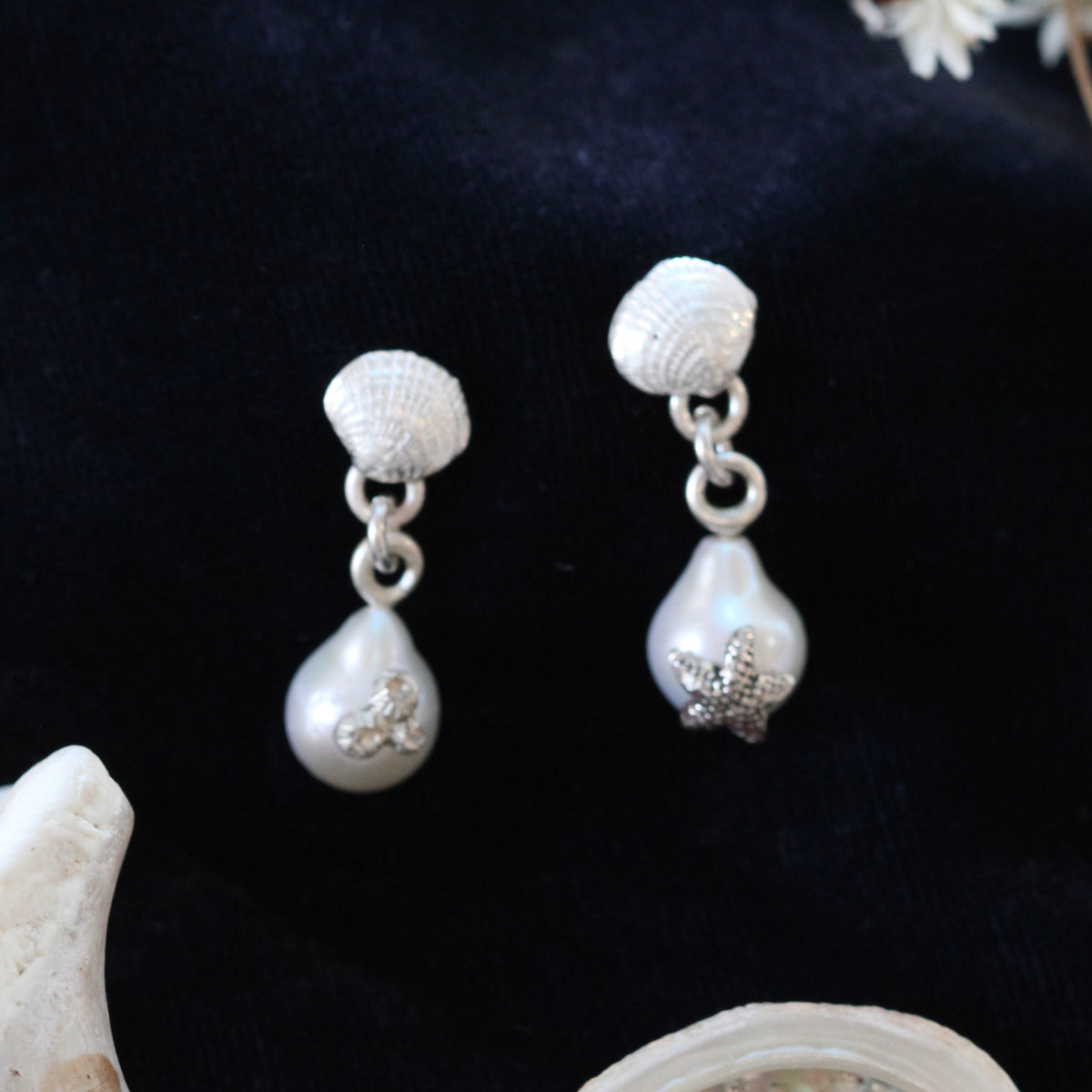 Pearl and Clam Shell Post Earrings Pacific Coast Collection