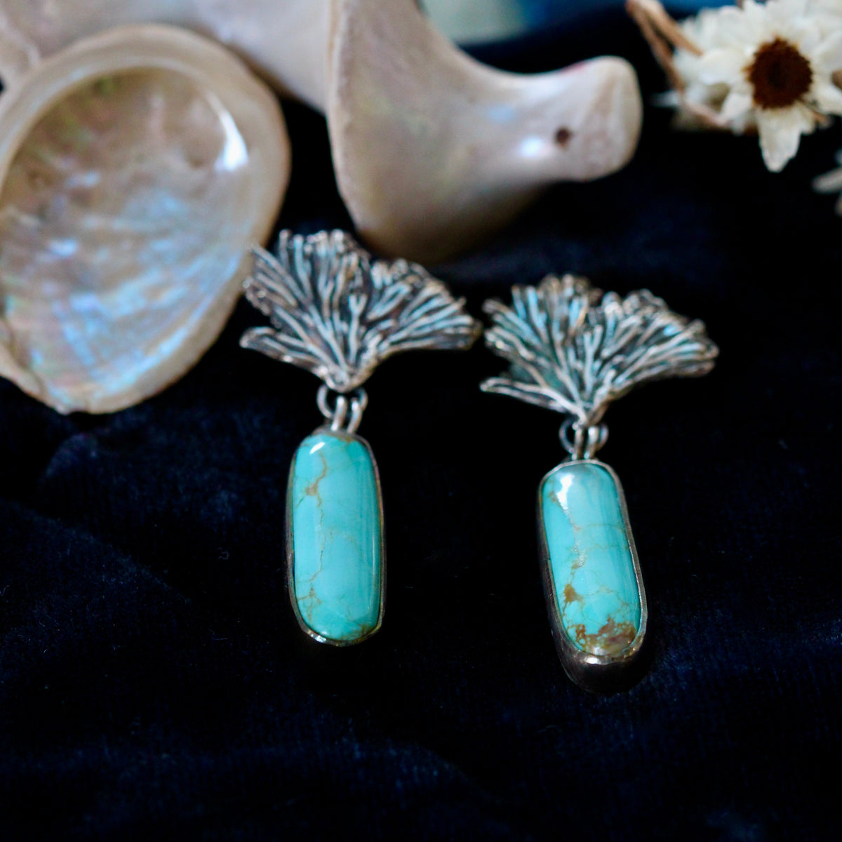 Royston Turquoise and Coral Earrings Pacific Coast Collection