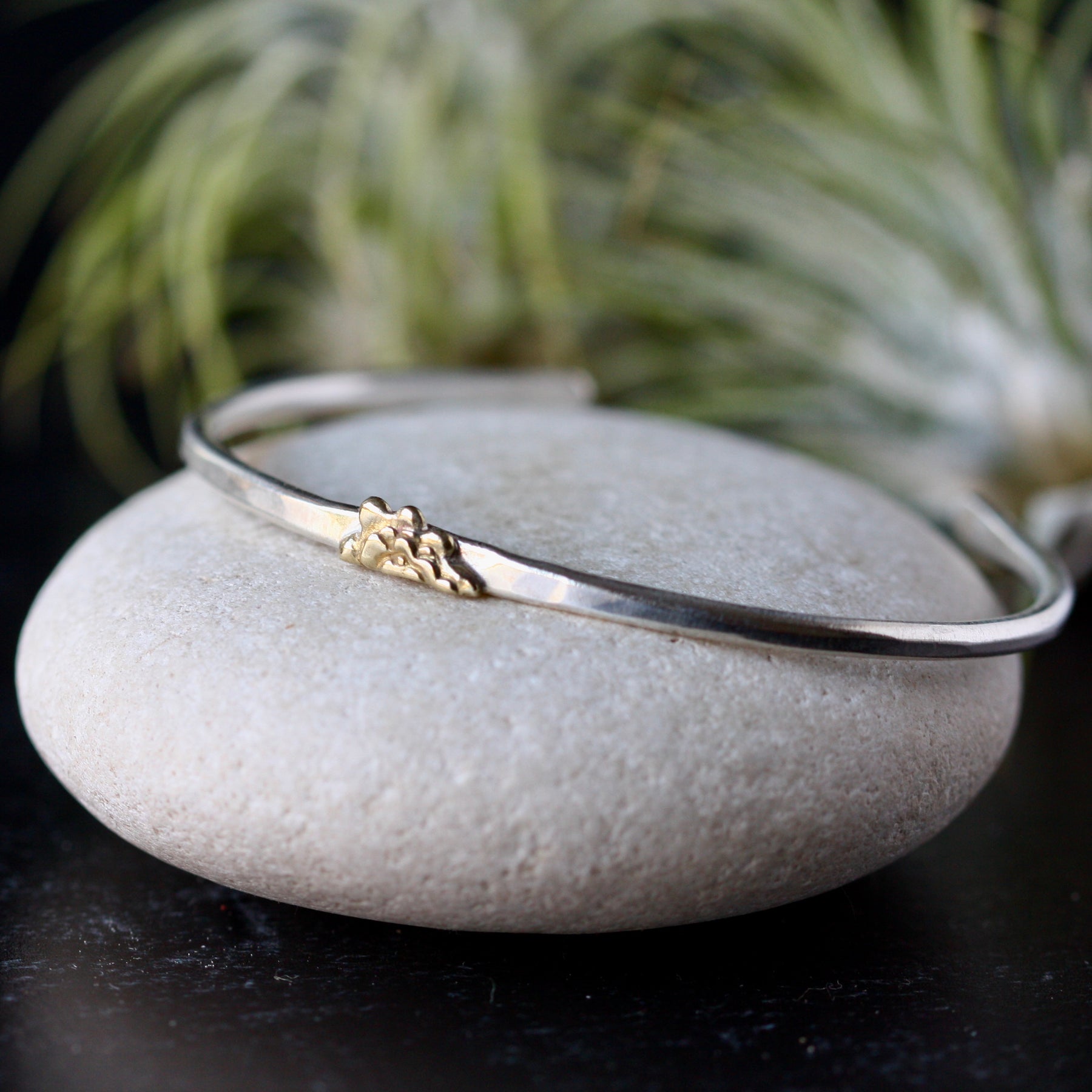 Cloud Stacking Cuff bracelet sterling silver and golden bronze