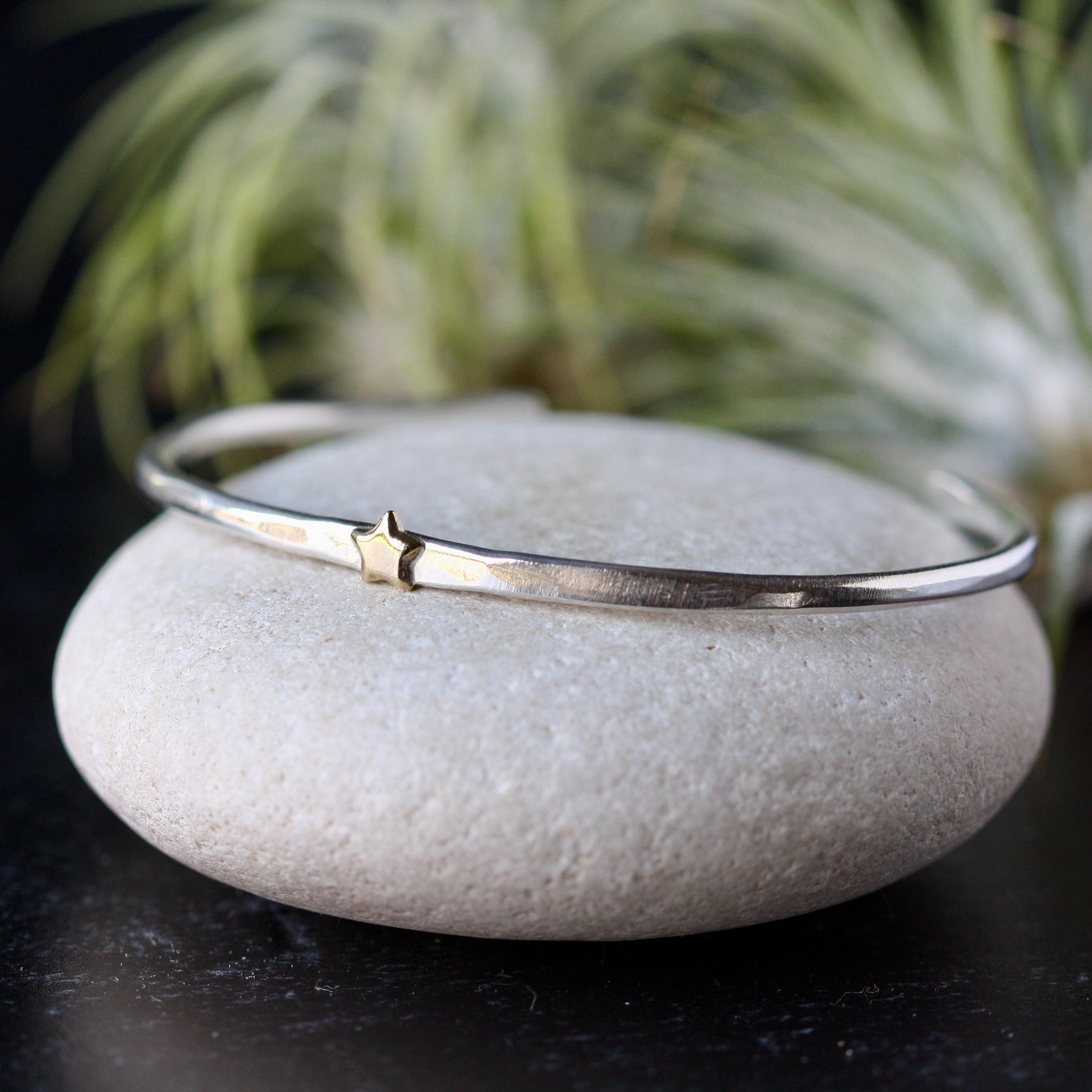 Star Stacking Cuff bracelet sterling silver and golden bronze