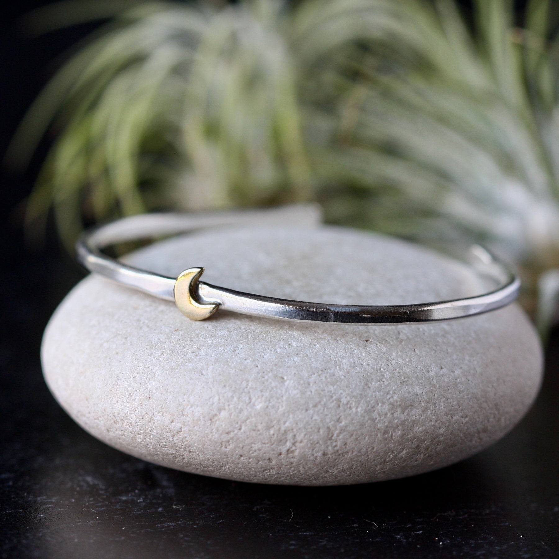 Moon Stacking Cuff bracelet sterling silver and golden bronze