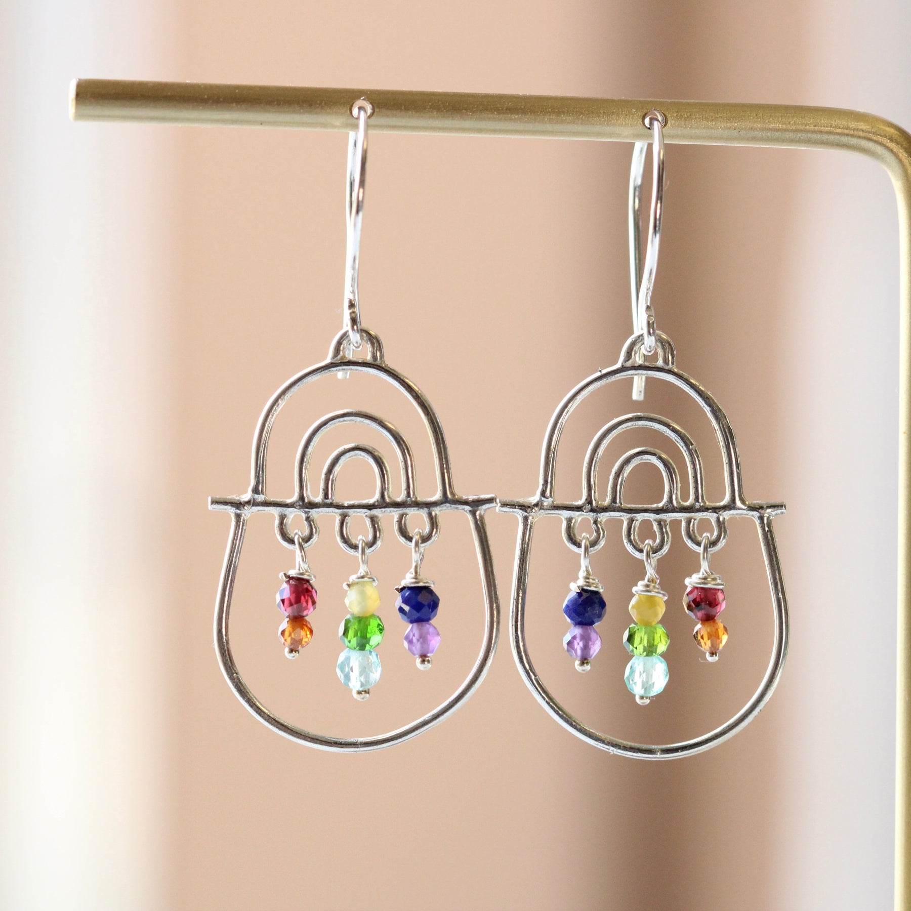 Joyful days Sterling Silver and mixed gemstone earrings.