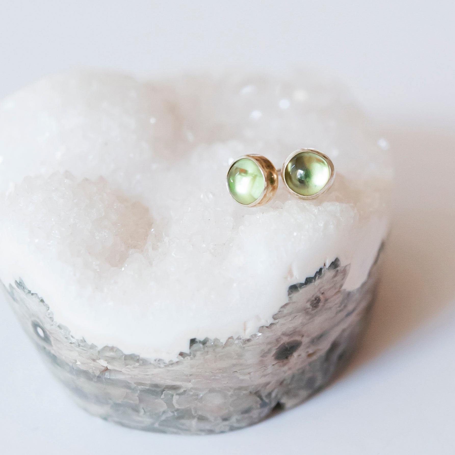 Natural Peridot Post Earrings