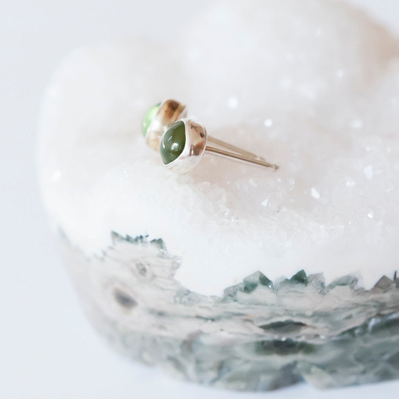 Natural Peridot Post Earrings