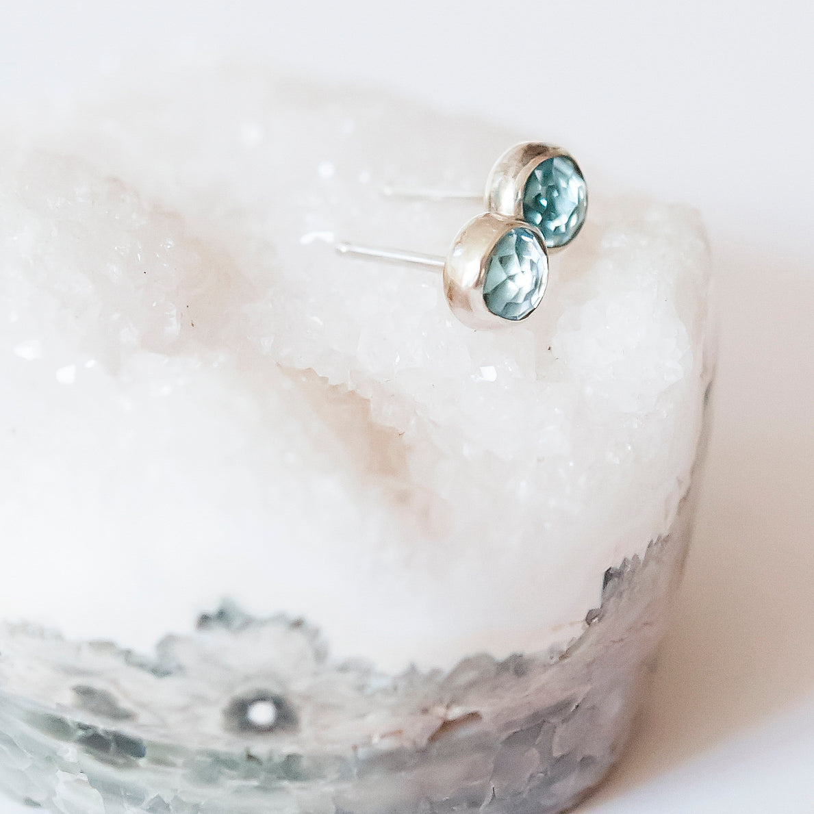 Natural Aquamarine Post Earrings