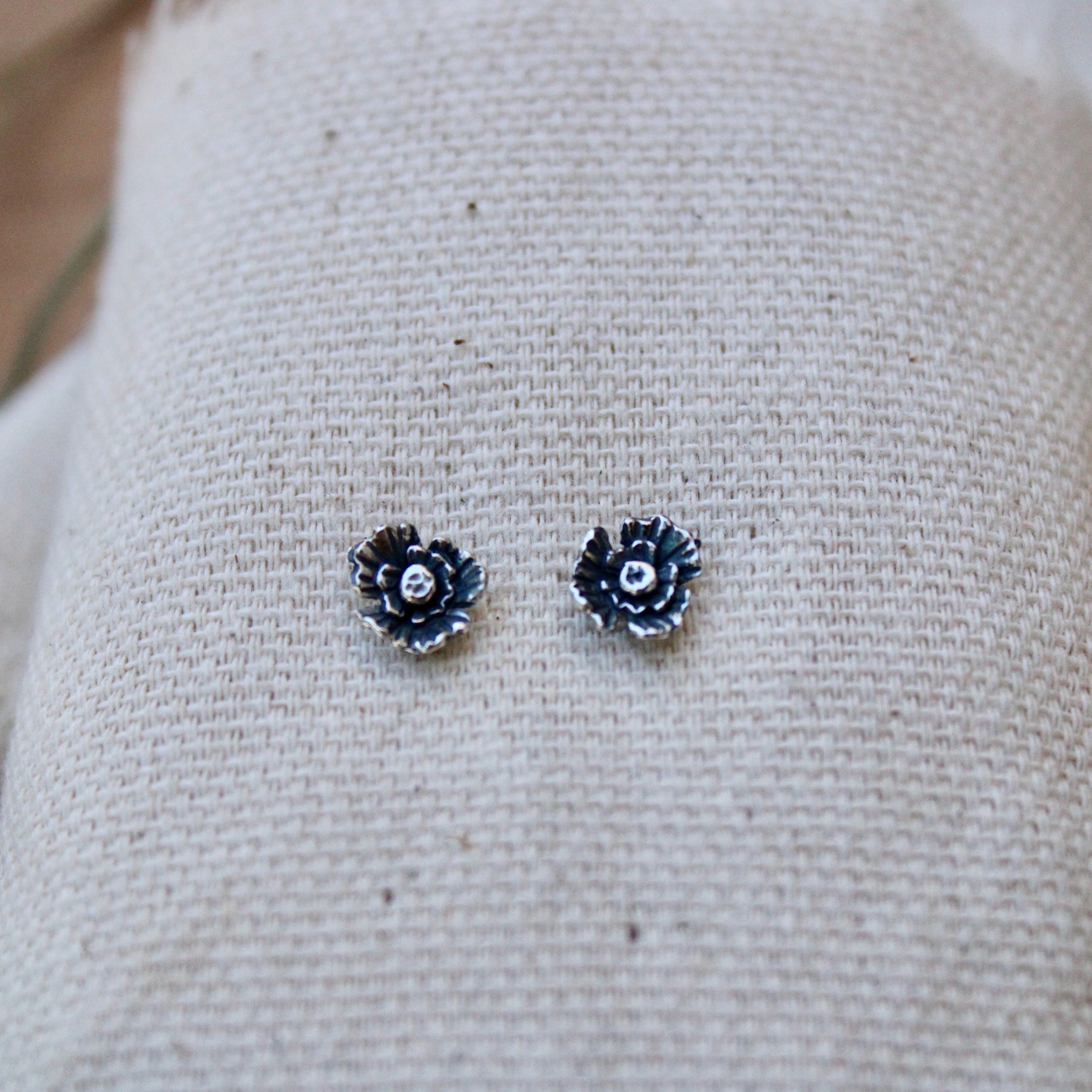 Summer Poppy Silver Post Earrings