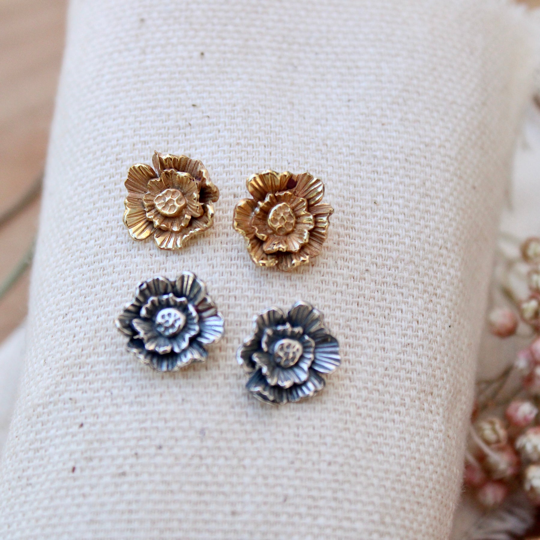 Summer Poppy Large Bronze Post Earrings