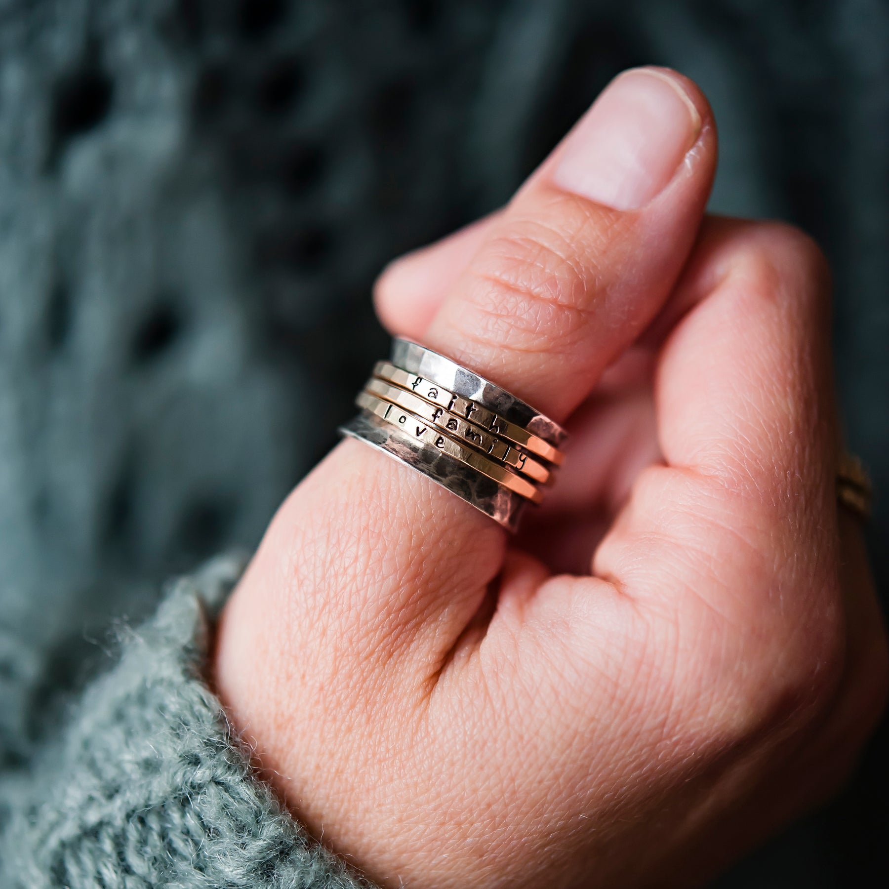 Gold Stamped Personalized Spinner Ring