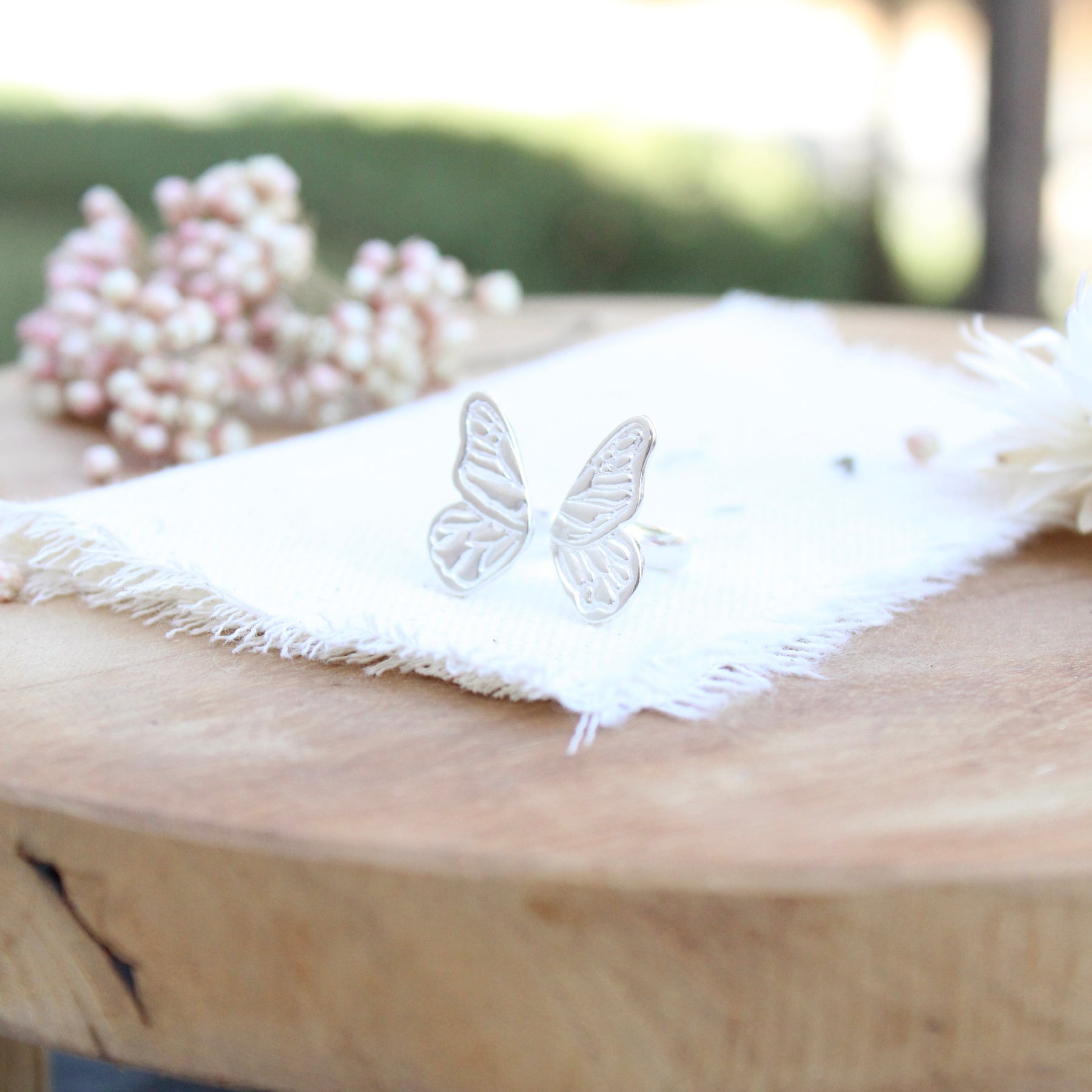 Butterfly Wing Open Band Ring in Silver- The BECOMING Collection