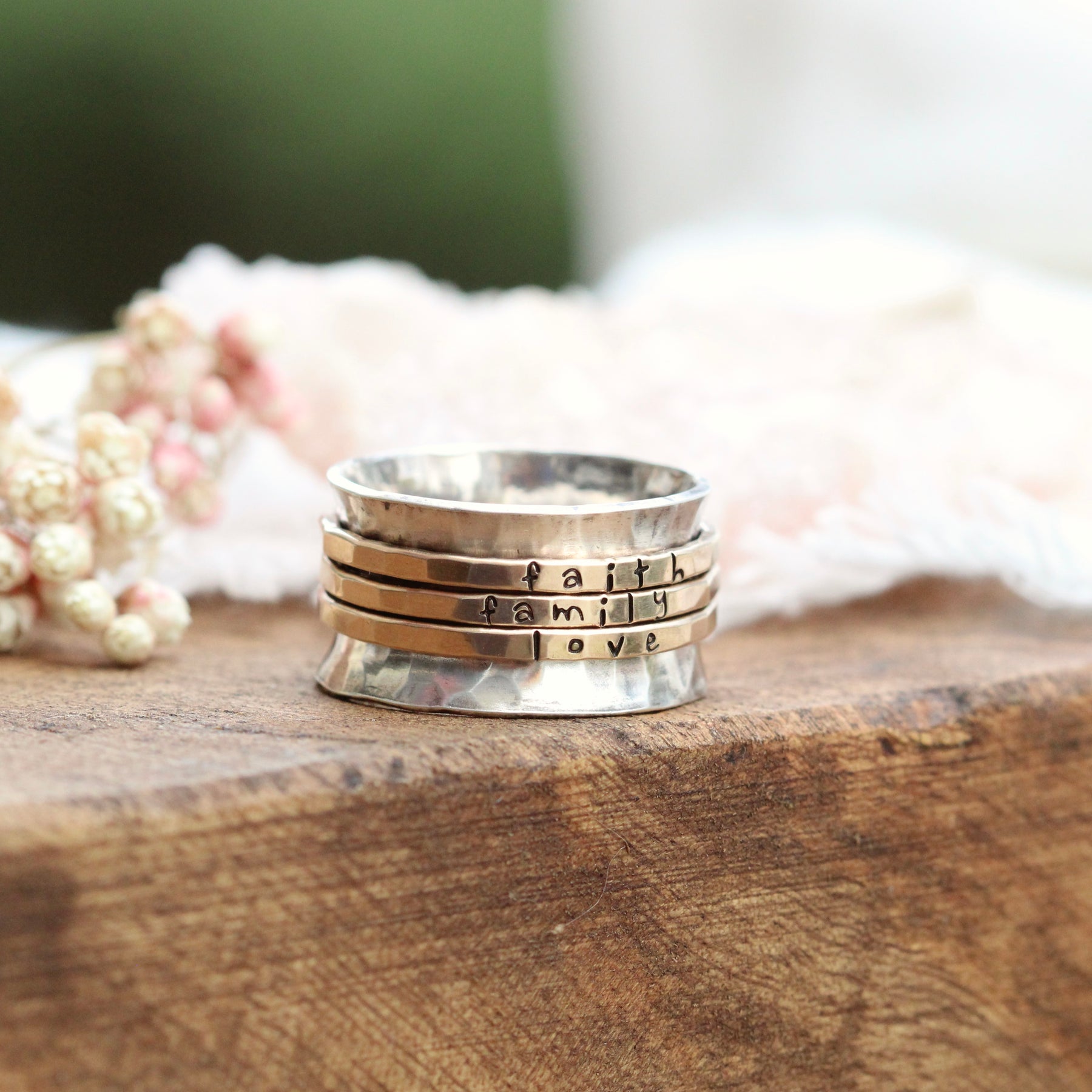 Gold Stamped Personalized Spinner Ring