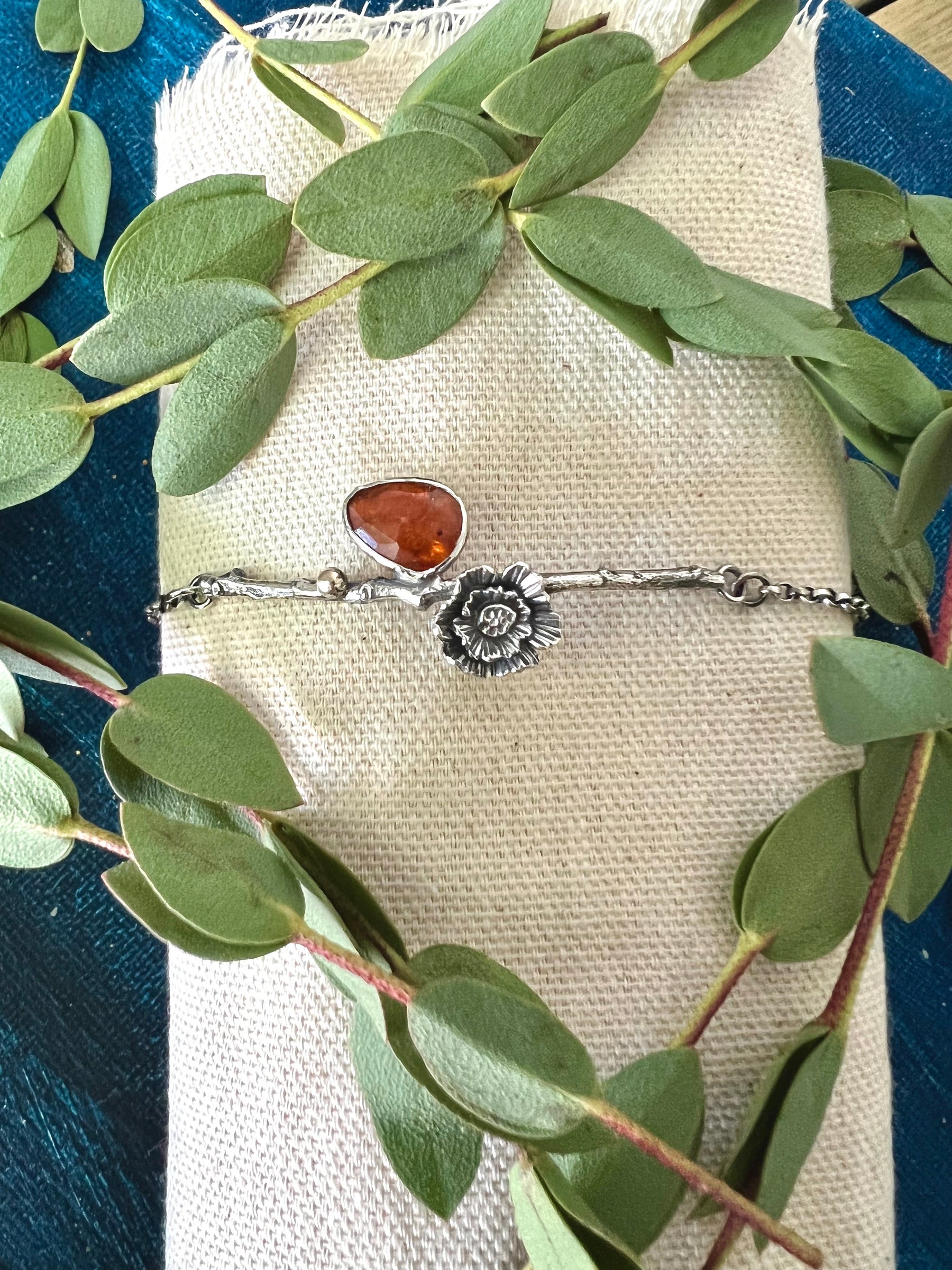 Poppy and Twig Orange Kyanite Silver Bracelet