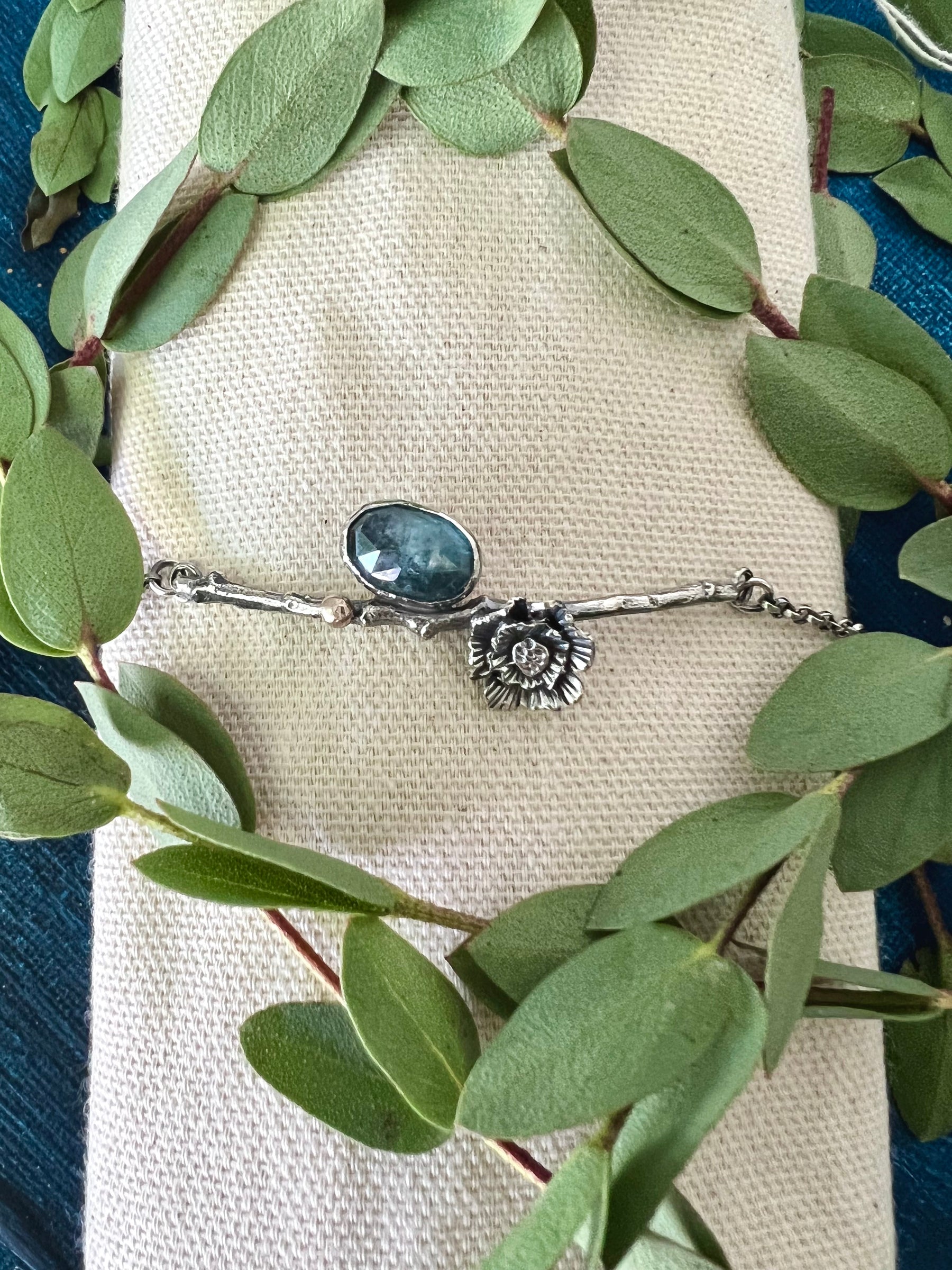 Poppy and Twig Aqua Kyanite Silver Bracelet