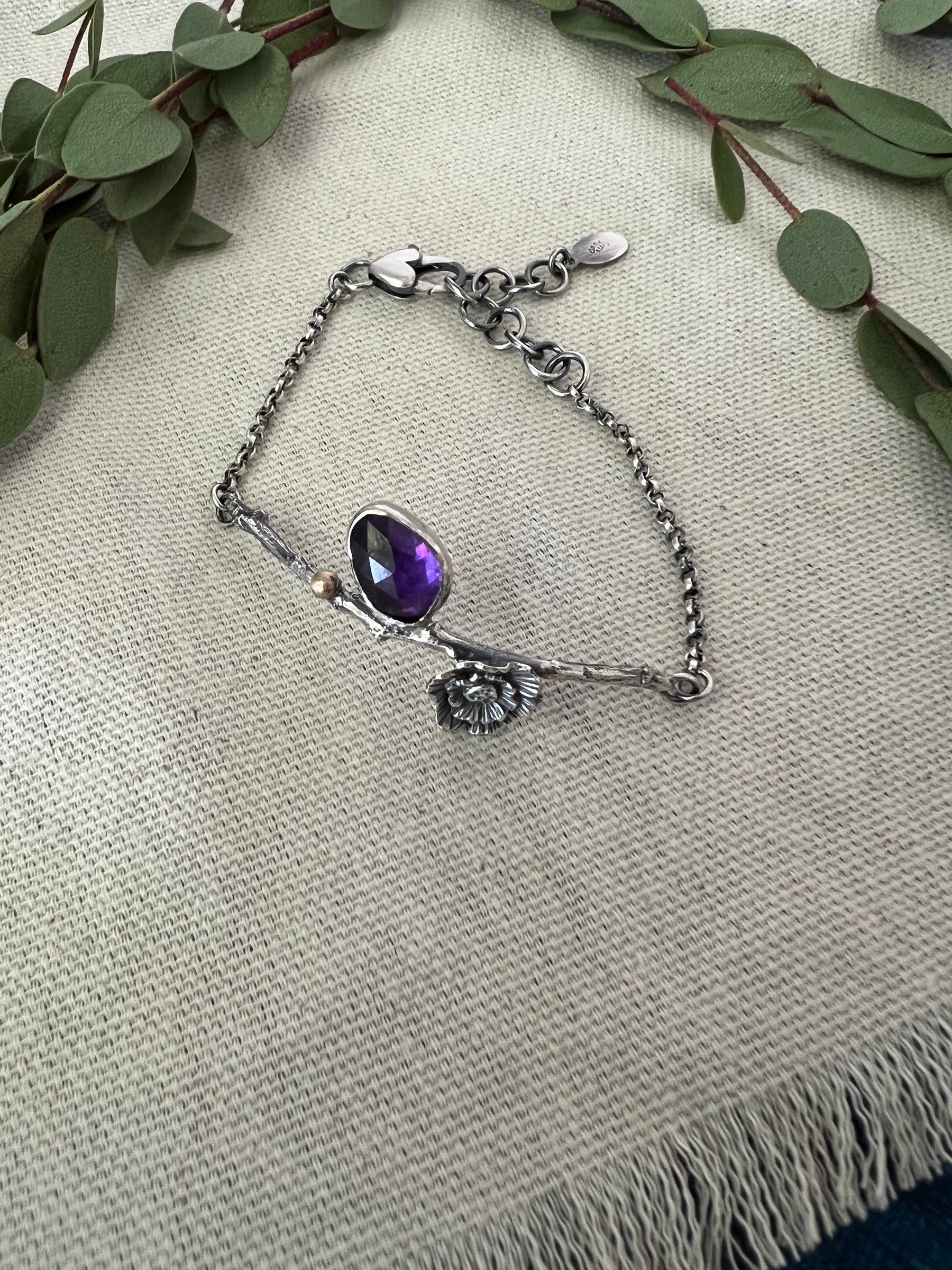 Poppy and Twig Amethyst Silver Bracelet