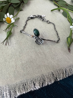 Clearance Sale Summer poppy Emerald sterling silver bracelet
