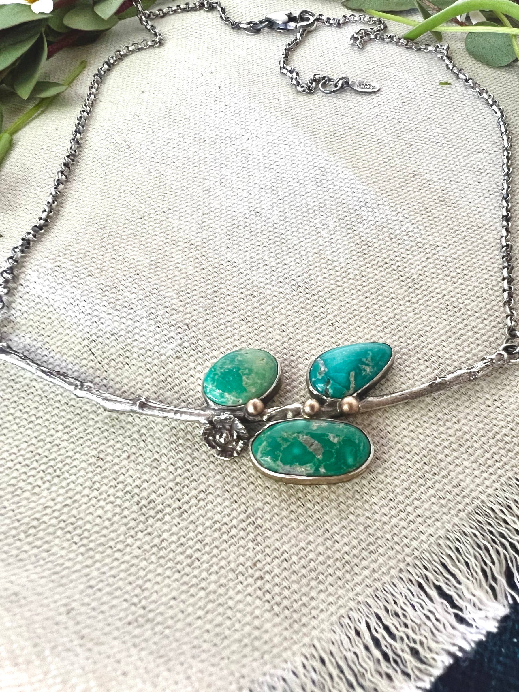 Poppy and Twig Turquoise Silver Necklace