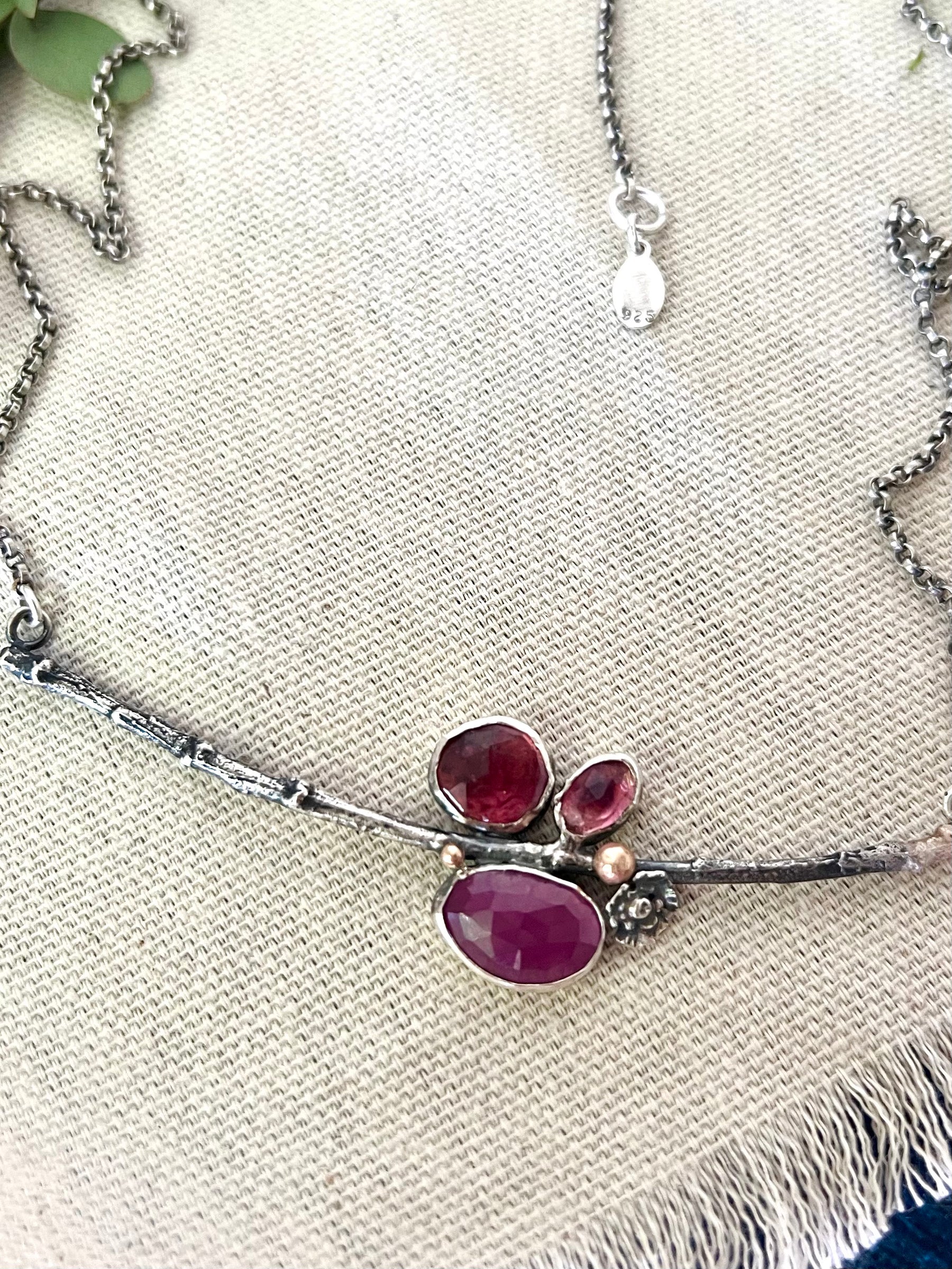 Poppy and Twig Sapphire, Garnet And Tourmaline Silver Necklace
