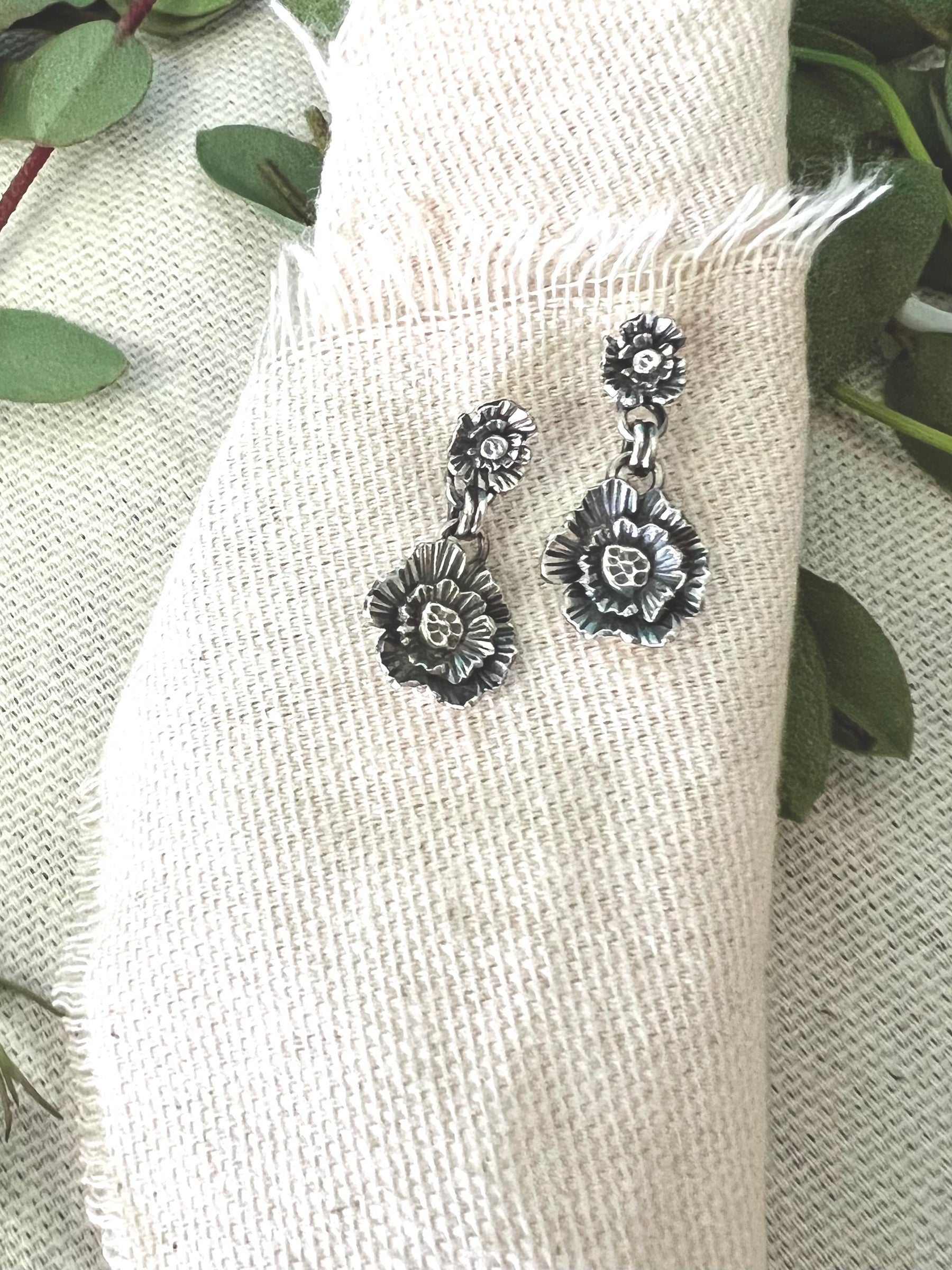Summer Poppy Duo Silver Post Earrings